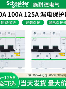 施耐德小型漏电保护器C120H VIGI 30MA 300MA 2P3P4P80A100A125A