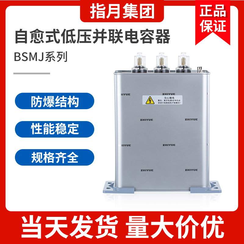 指月无功补偿自愈式电容器BSMJ0.4 0.45-15-3低压并联电力补偿器 五金/工具 电力电容器 原图主图