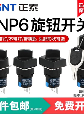 正泰旋钮开关NP6-11X21 22X31两档三挡按钮带钥匙机床电源自锁