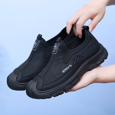 布鞋男休闲春秋新款一脚蹬老北京布鞋休闲舒适中老年爸爸鞋工作鞋