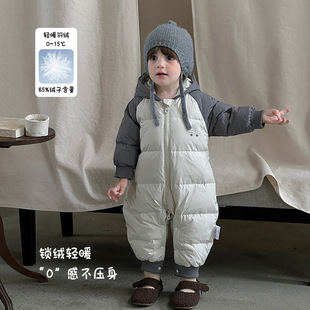 婴儿衣服冬季超萌男宝宝羽绒服连体衣冬装幼儿小月龄外出抱衣外套