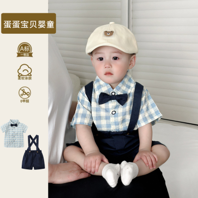 男宝宝背带裤套装夏季绅士婴幼儿夏装衣服洋气周岁抓周礼服潮帅气