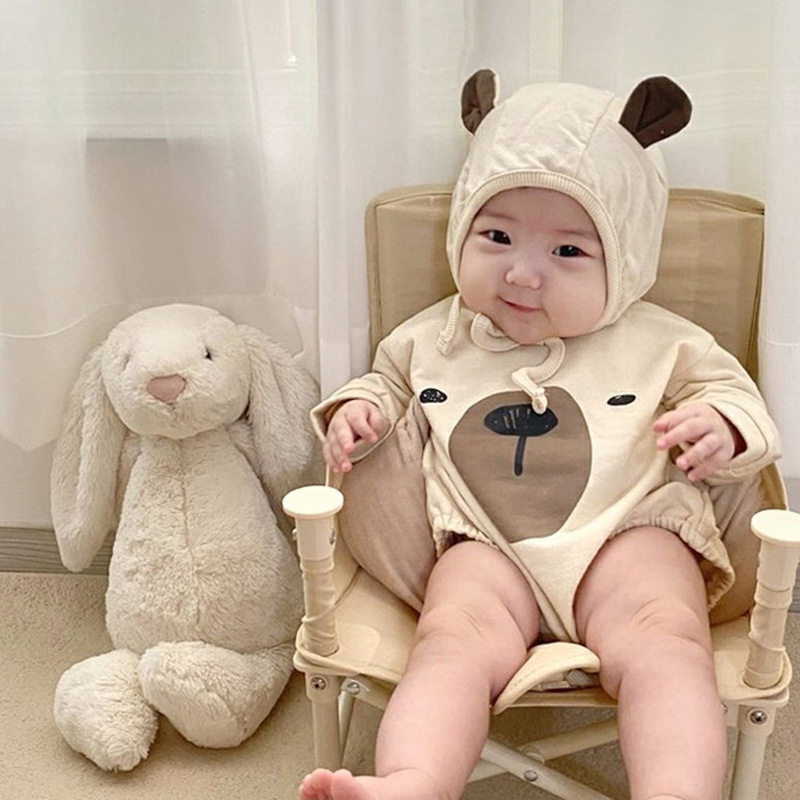 男宝宝春装套装韩版连体婴儿哈衣服女满月外出可爱洋气超萌早春季