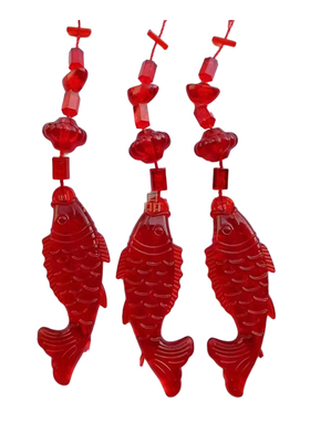 LED旋转灯笼吊坠小鱼红色灯笼春节灯笼装饰水晶灯配套灯笼吊坠