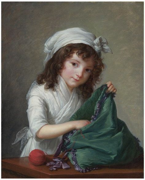 国画作品珂罗版装饰画欧洲油画 勒布伦 布隆尼亚尔小姐50*60cm