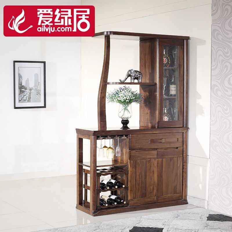 北美黑胡桃木酒柜 屏风隔断柜 简约现代玻璃酒柜 门厅柜
