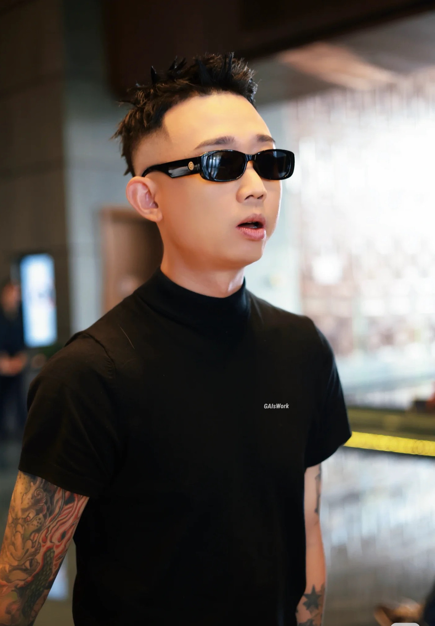 歌手gai同款镂空腿个性太阳眼镜新款欧美网红太阳镜小框墨镜韩国