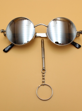 圆形墨镜男士潮人gai太子镜朋克