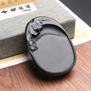 安徽库存砚台歙砚原石头书法专用研磨墨天然镇尺墨盘文房四宝端砚