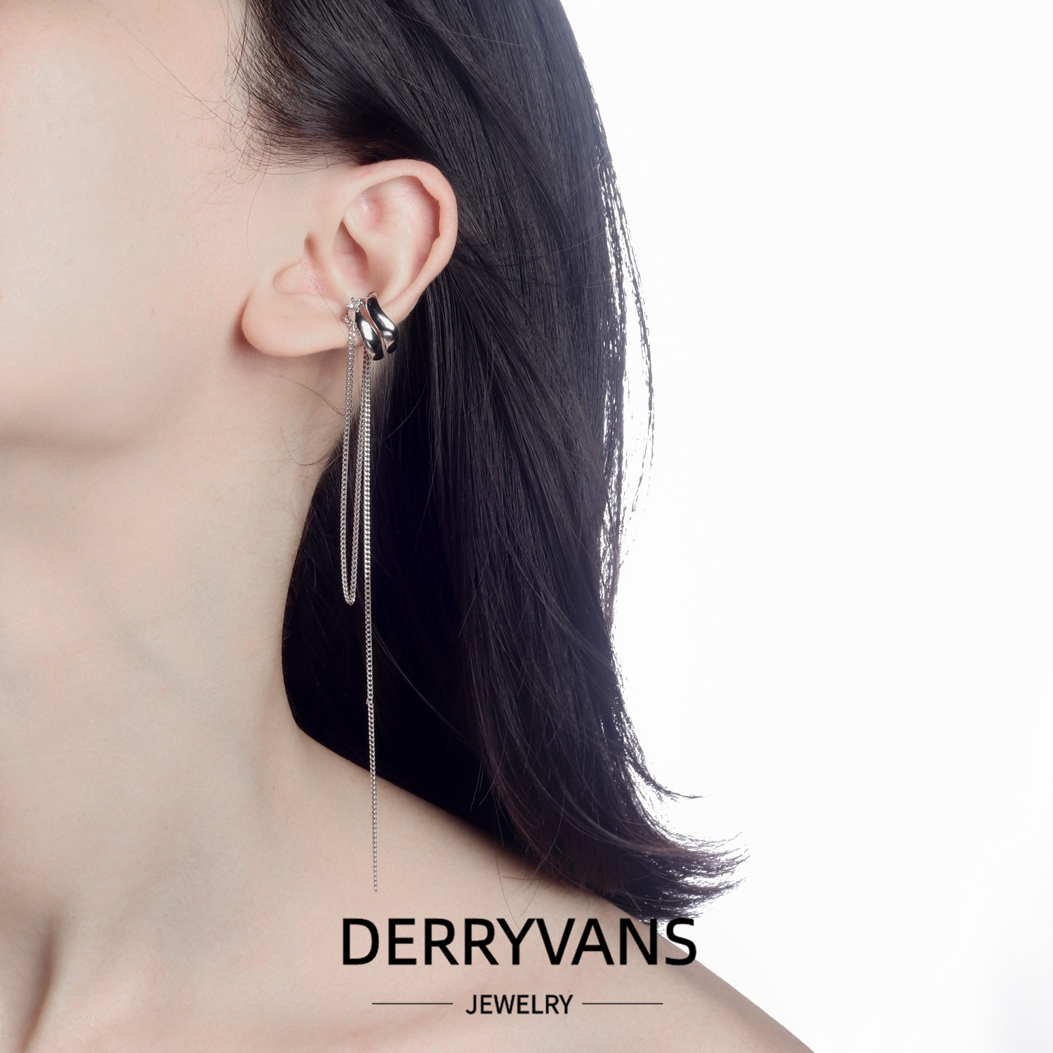 18k金双层显瘦链条流苏耳环新品