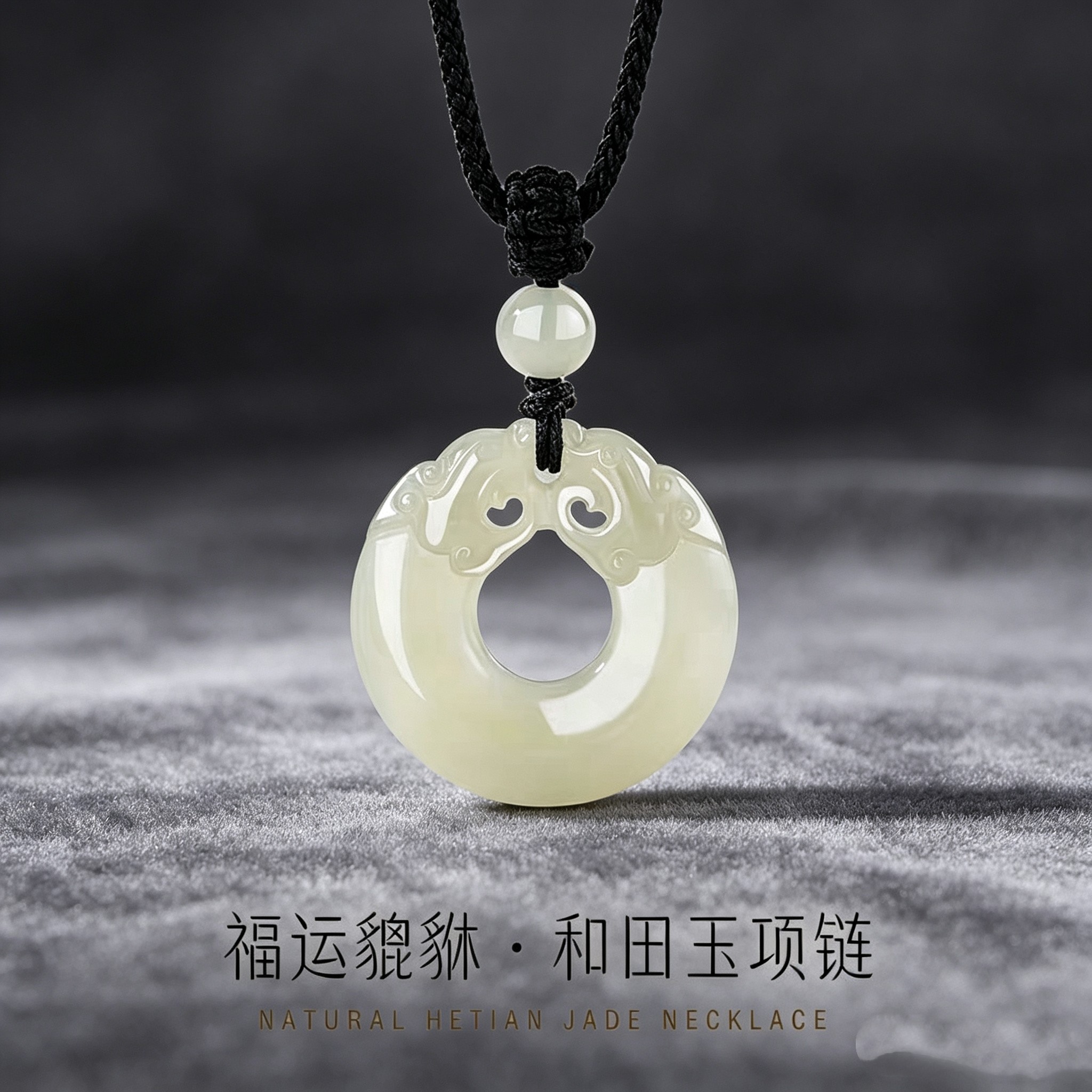 福运貔貅和田玉编织项链