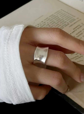 925纯银松本奈惠宽版厚款女戒指