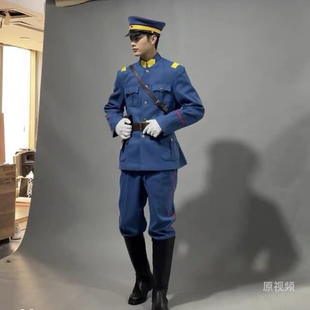 北洋军阀服装影视剧本杀服装奉系丰系套装蓝色民国风帅气婚纱照服