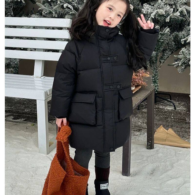 糖果色洋气加厚外套2026冬季新款中长款中大童女童韩版棉服