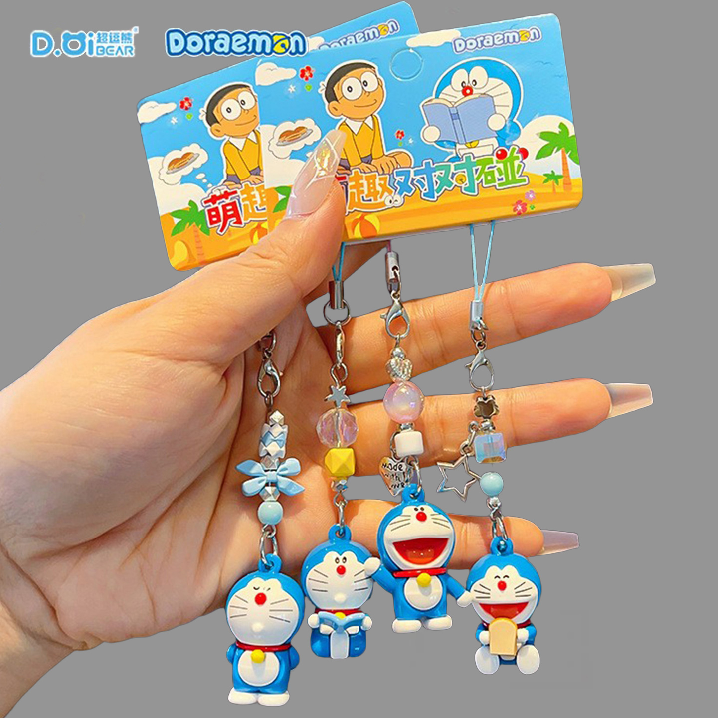 正版哆啦A梦手机链挂坠 可爱迷你公仔挂件情侣学生书包礼品钥匙扣