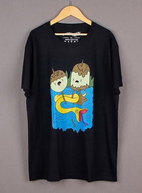 Adventure Time探险活宝阿宝与老皮T恤卡通动漫周边水洗复古短袖