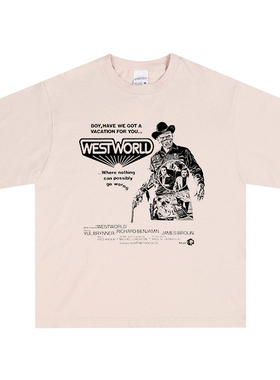 WESTWORLD西部世界YUL BRYNNER SCI FI纯棉美式复古美剧周边棉T恤