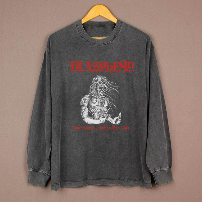 水洗复古做旧长袖重磅