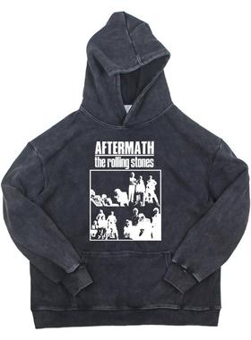 The Rolling Stones Aftermath滚石纯棉连帽复古水洗做旧卫衣帽衫