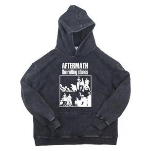 The Rolling Stones Aftermath滚石纯棉连帽复古水洗做旧卫衣帽衫