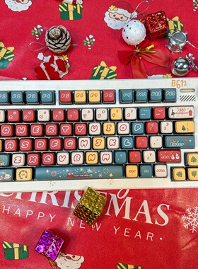 圣诞平安夜主题MDA高度键帽PBT四面透热升华适配机械键盘键帽磁轴