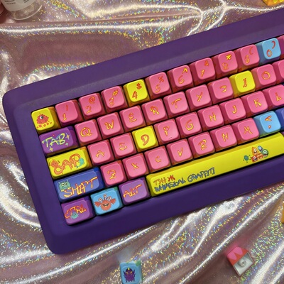 搞怪涂鸦主题MDA高度键帽PBT热升华适配机械键盘磁轴十字轴EV6368