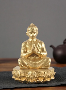 新中式水泥哑金莲花大圣悟道摆件