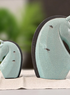 中古侘寂风裂纹浅蓝抽象软装饰品