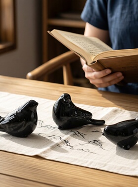 简约现代陶瓷黑色小鸟儿童房饰品