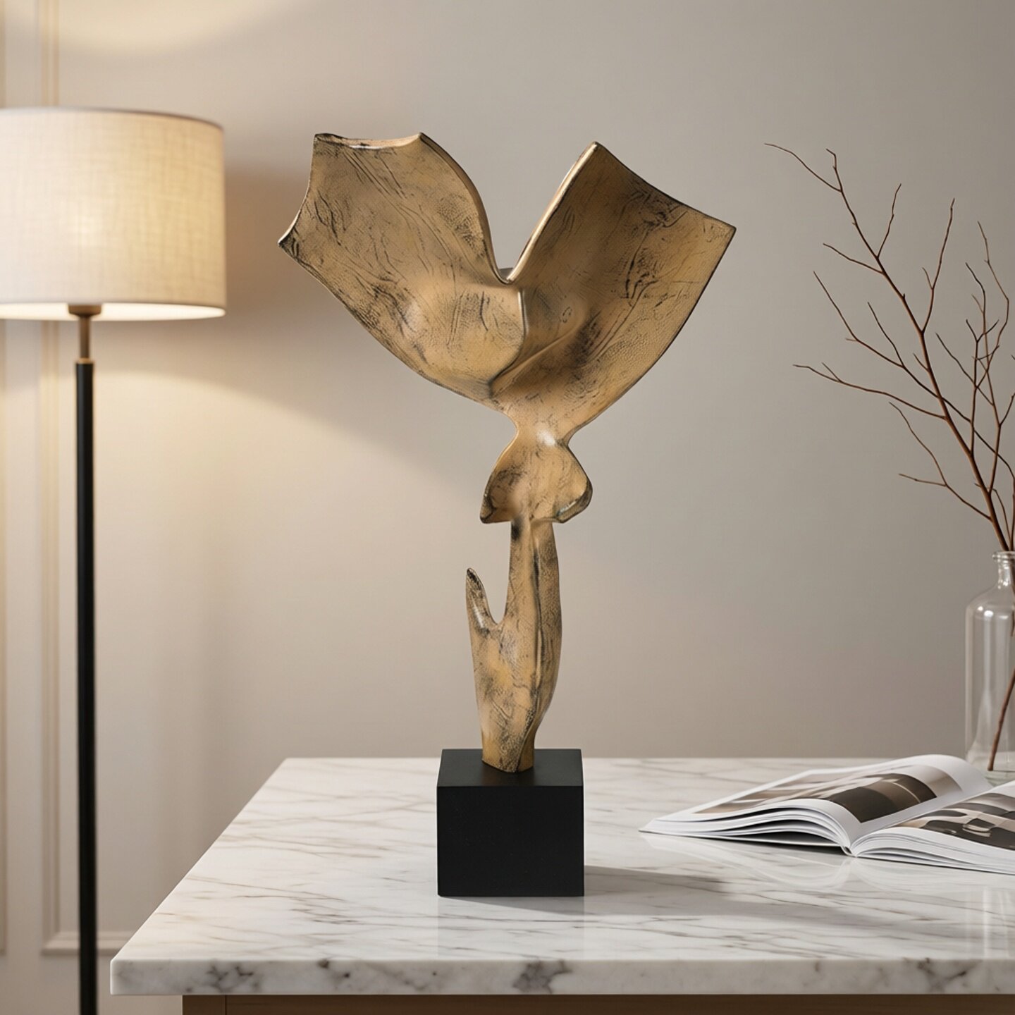 现代简约抽象创意鹿角树脂动物造型软装饰摆件客厅书房桌面工艺品