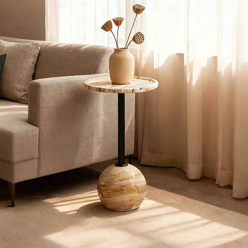 意式轻奢天然大理石边几客厅高级感小户型沙发边桌阳台小茶几角几