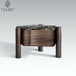 意式 现代简约大理石角几 极简实木奢石沙发边几轻奢高级感设计师款