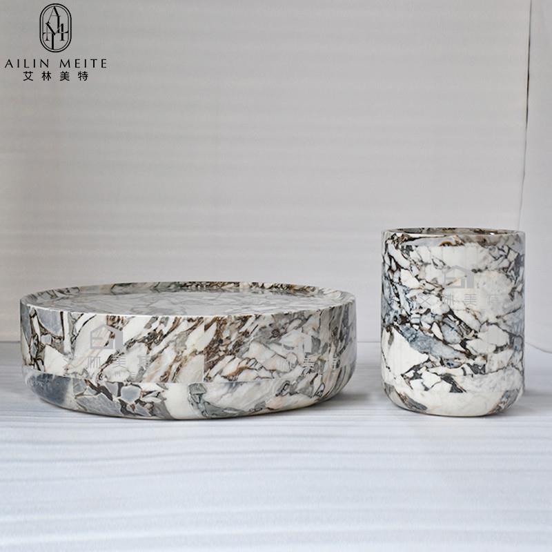 意式轻奢大理石茶几高端设计师款客厅家用简约现代别墅小户型边几