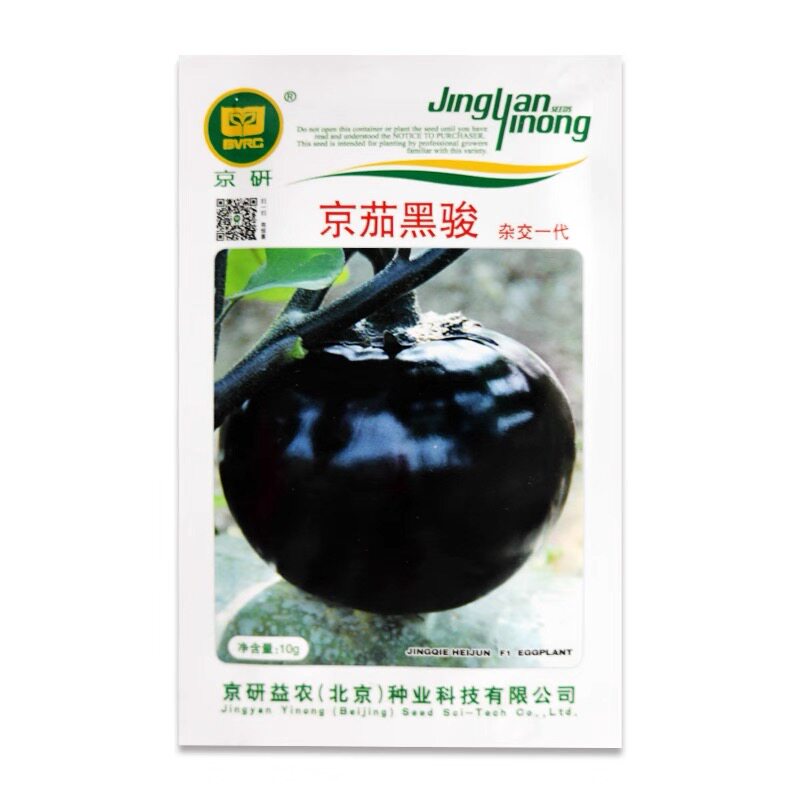 京茄黑俊紫黑色大圆茄子种子 早熟高产农科院蔬菜种籽京研10g