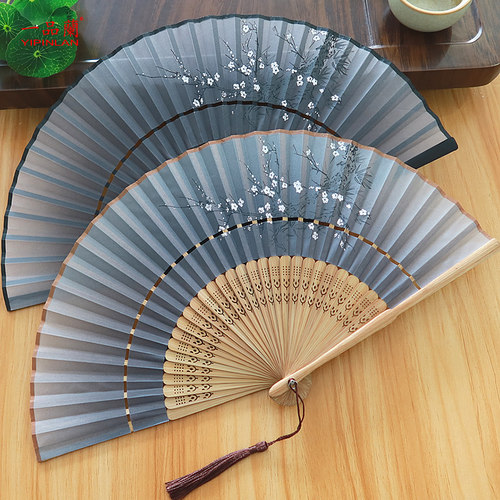 6寸女式折叠丝绸古风扇子