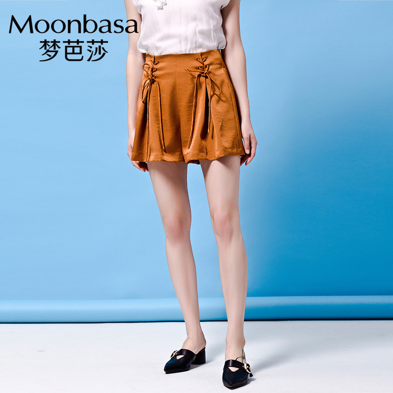 Moonbasa/梦芭莎夏季新款时尚蝴蝶结绑带百搭宽松清凉短裤女裤装