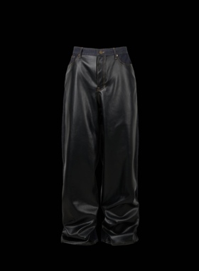 emostanceclub 25FW LEATHER PANEL HALF & HALF INDIGO 