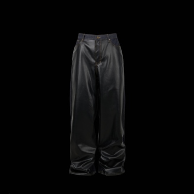 emostanceclub 25FW LEATHER PANEL HALF & HALF INDIGO 