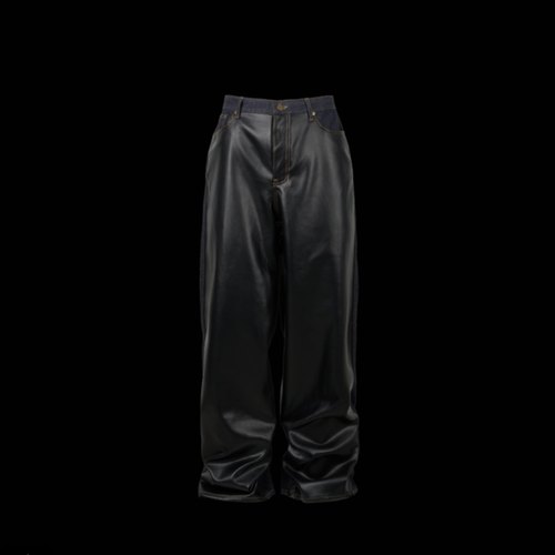 emostanceclub 25FW LEATHER PANEL HALF & HALF INDIGO 