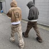 EASY Undermycar PANTS KHAKI FLARED 24FW TAN