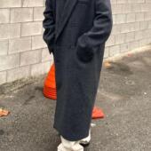 TAILORED Undermycar 24FW 廓形人字纹双层斜肩羊毛黑手党大衣