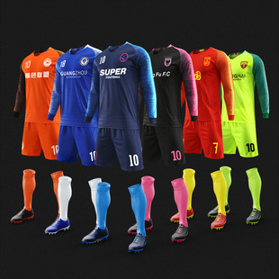 长袖足球服套装男定制成人秋冬季儿童训练服法国队中国队球衣印字