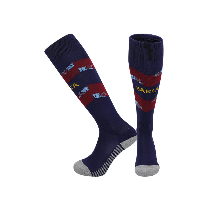 25-26-27巴塞罗那足球袜巴萨过膝加厚成人儿童毛巾底长筒防滑袜