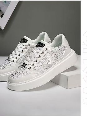 GUCL酷奇男鞋小白鞋夏季轻奢透气潮流时尚百搭厚底增高休闲板鞋男