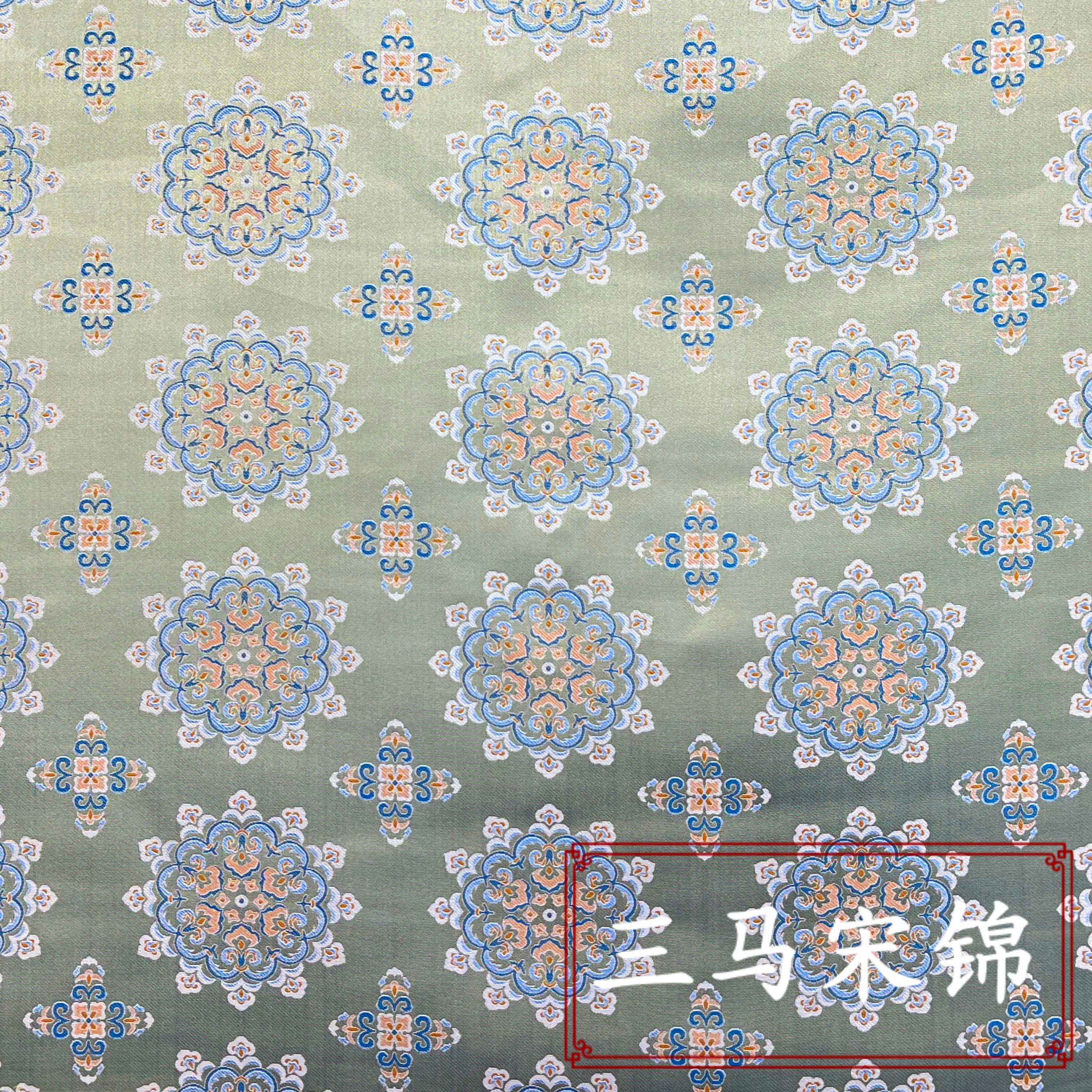 非遗三马宋锦绿地宝相满分桑蚕丝