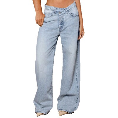 women loose jeans trousers 高腰阔腿牛仔裤宽松垂感显瘦拖地裤