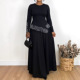 black dress 2026欧美长袖 Ladies 优雅休闲水钻装 饰圆领A字连衣裙