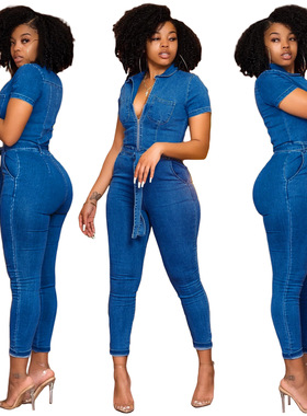 women jeans jumpsuit pants 2022网红同款性感时尚牛仔连体裤