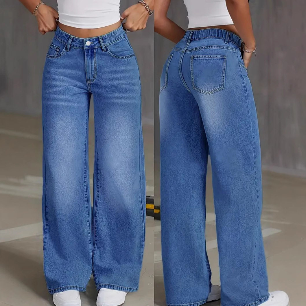 women slim jeans pants trousers 2026欧美女士洗水牛仔长裤修身图片