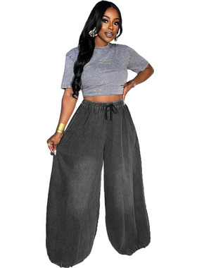 women loose pants jeans trousers欧美女式宽松牛仔裤阔腿裤2025